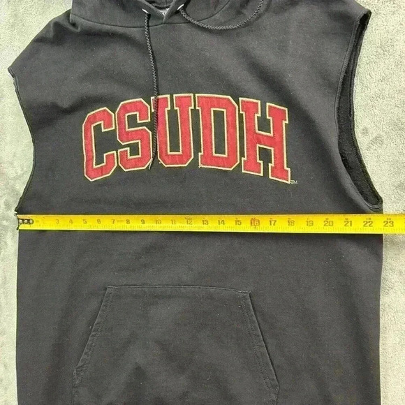 Champion Hoodie Mens Large Cal State Dominguez Hills CSUDH Sleeveless Black Gym - Picture 3 of 9